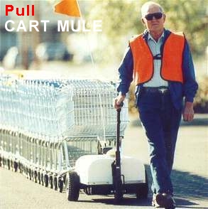 Cart Mule shopping cart mover pulls the load allowing any age to push or pull effortlessly. 