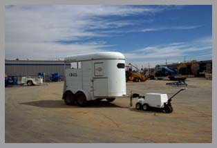 battery operated motorized Cart Mule makes moving horse trailers easy