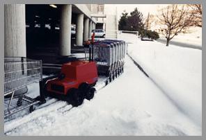 Push remote pull Cart Mule combo pulls two size carts in the snow