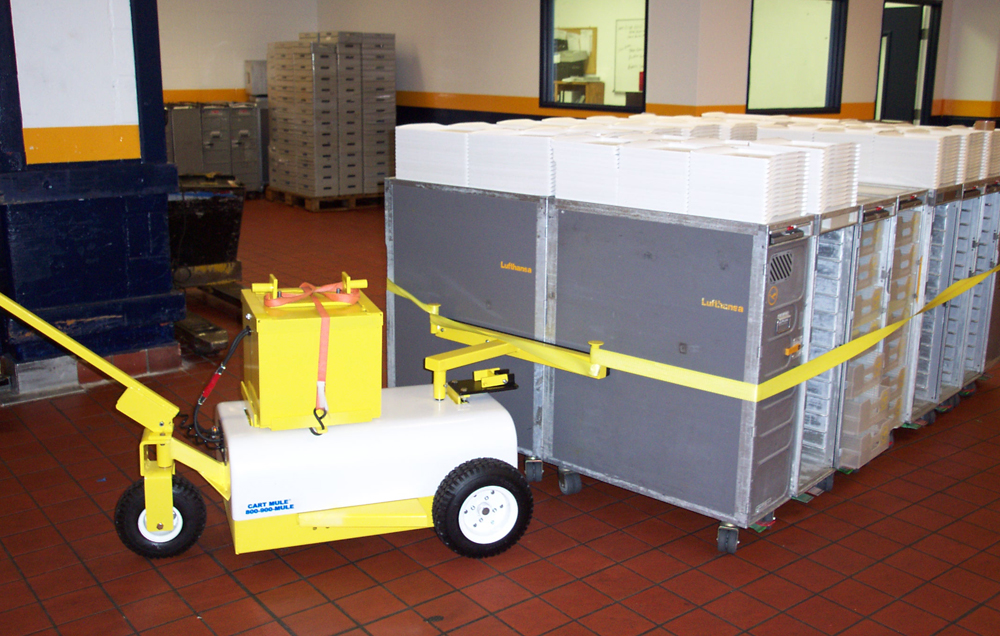 Cart Mule 24hr unit moving kitchen food carts in the catering industry